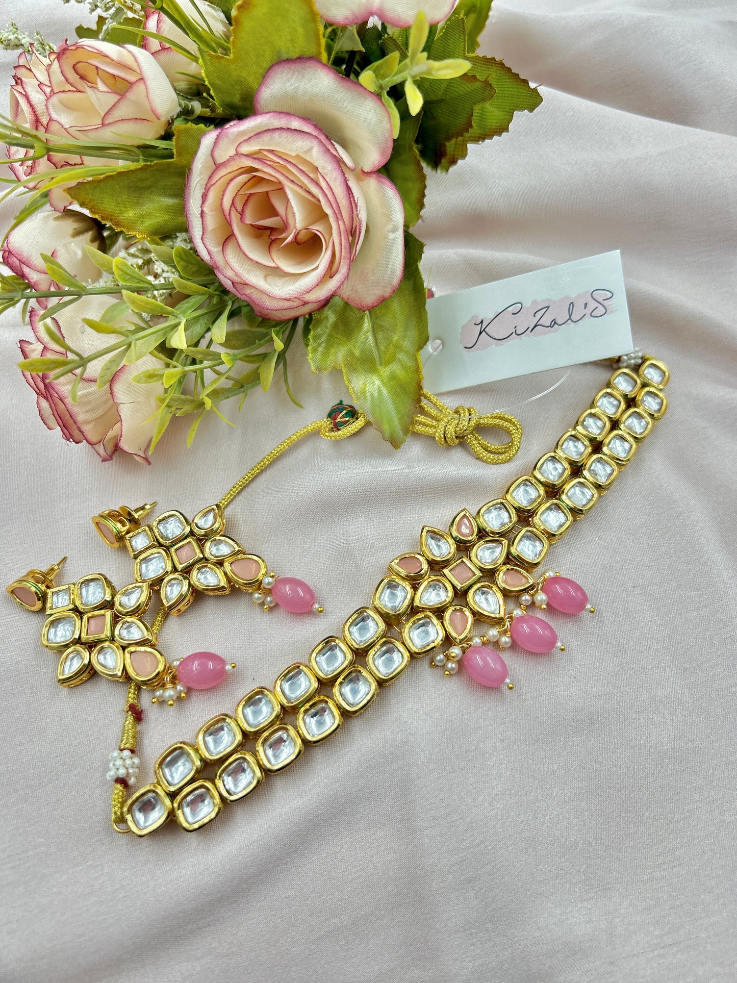 Madhu Kundan Choker Set : Pink