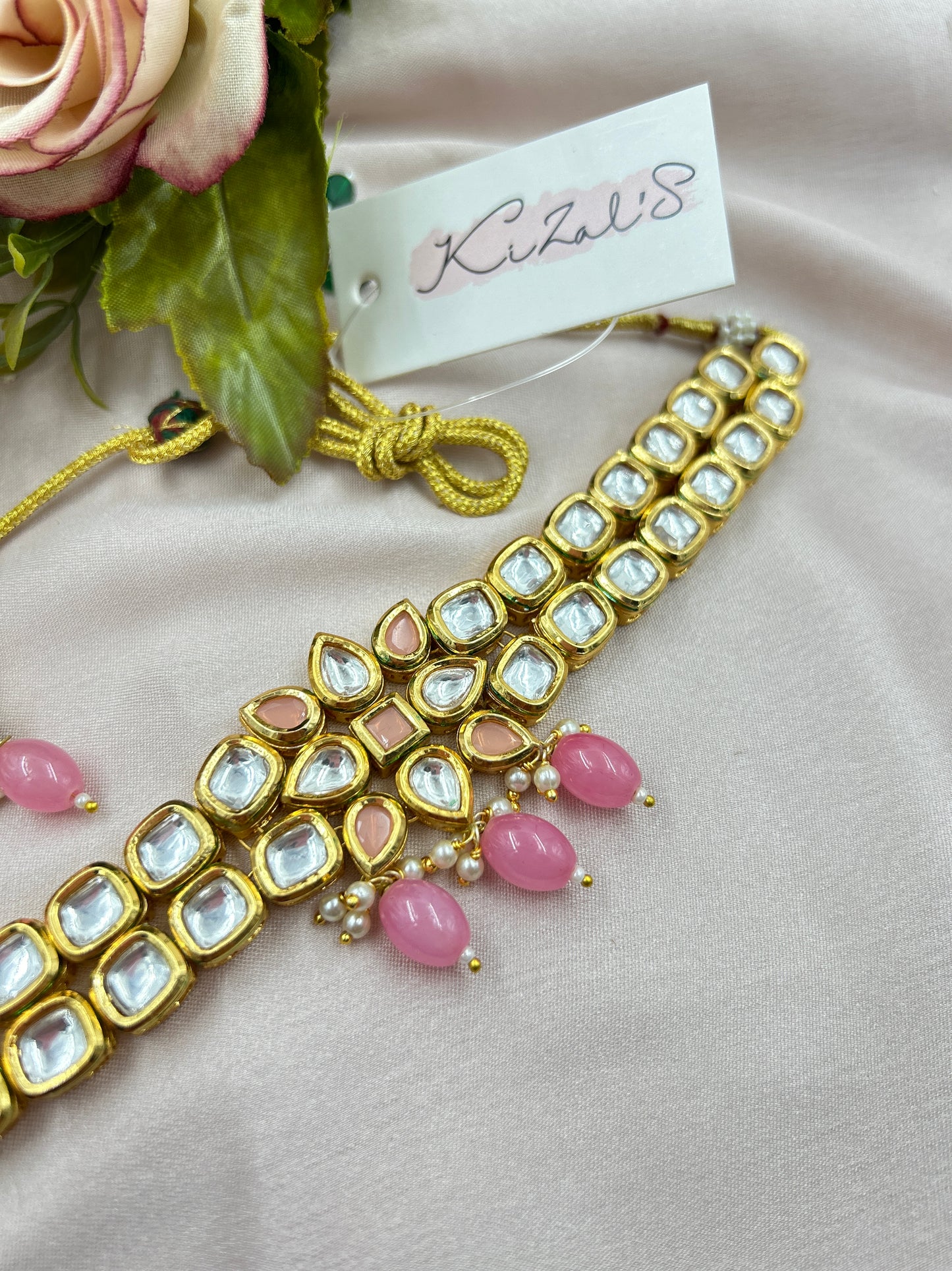 Madhu Kundan Choker Set : Pink