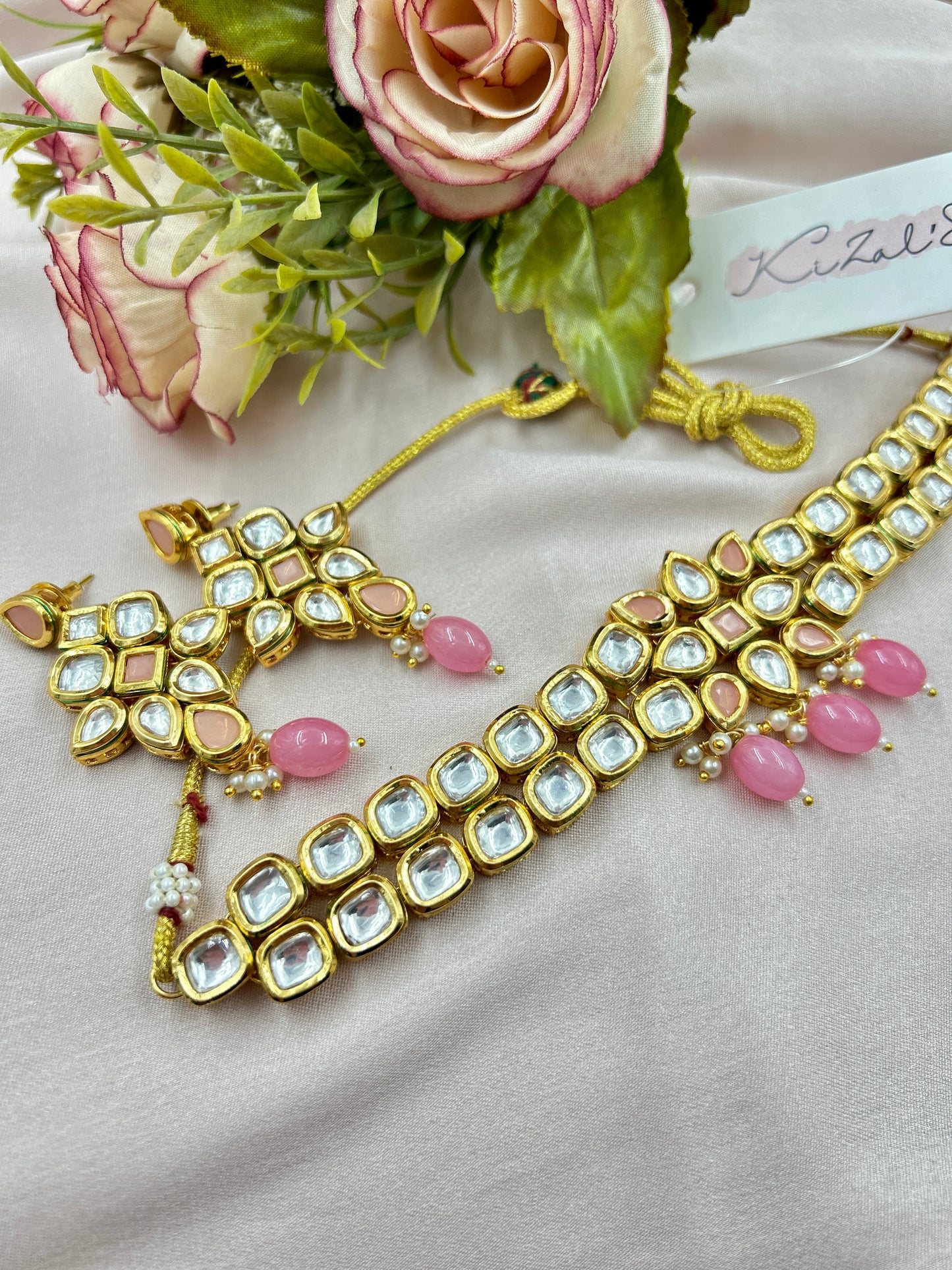 Madhu Kundan Choker Set : Pink