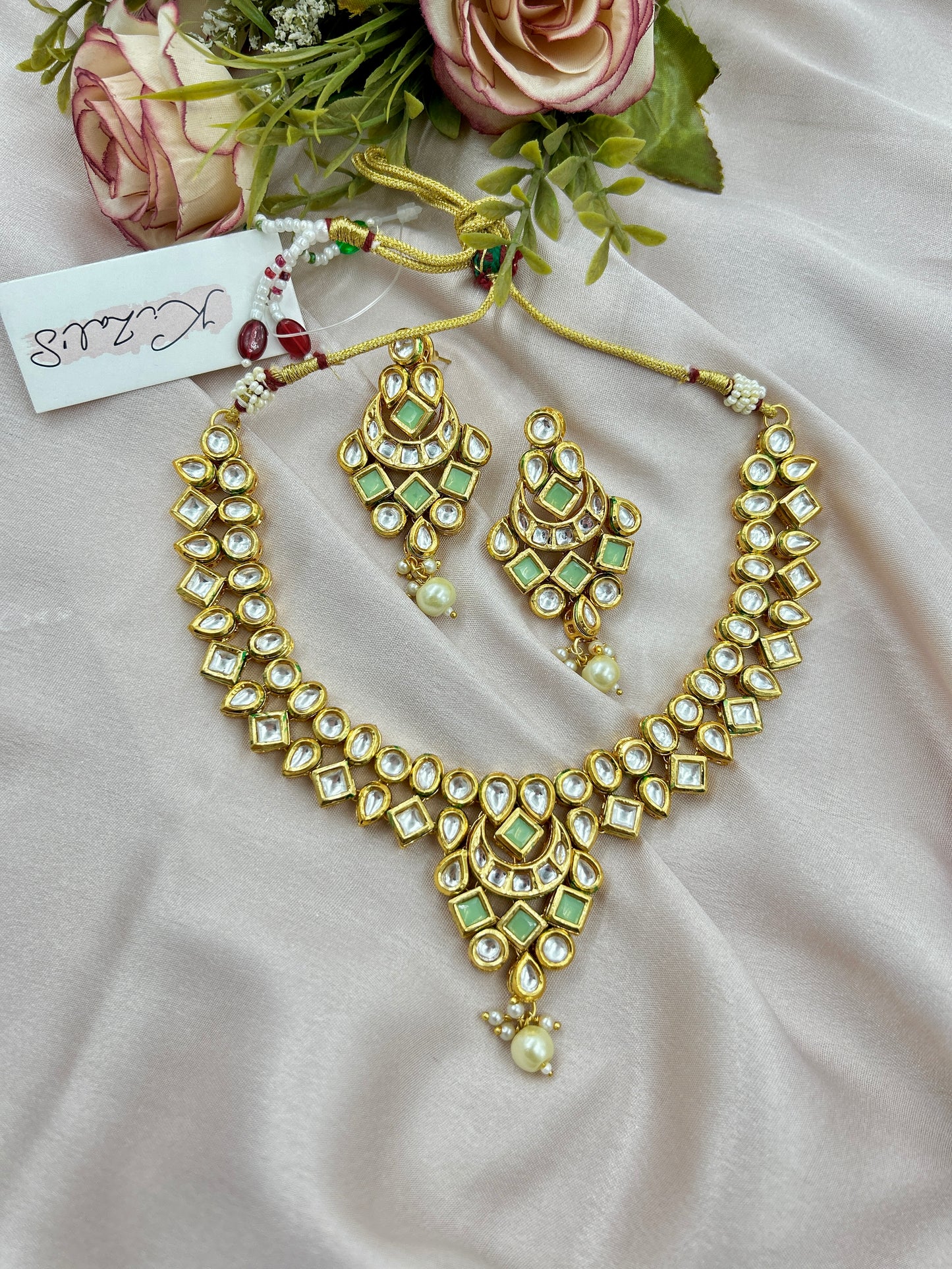 Kavita Kundan Necklace : Mint
