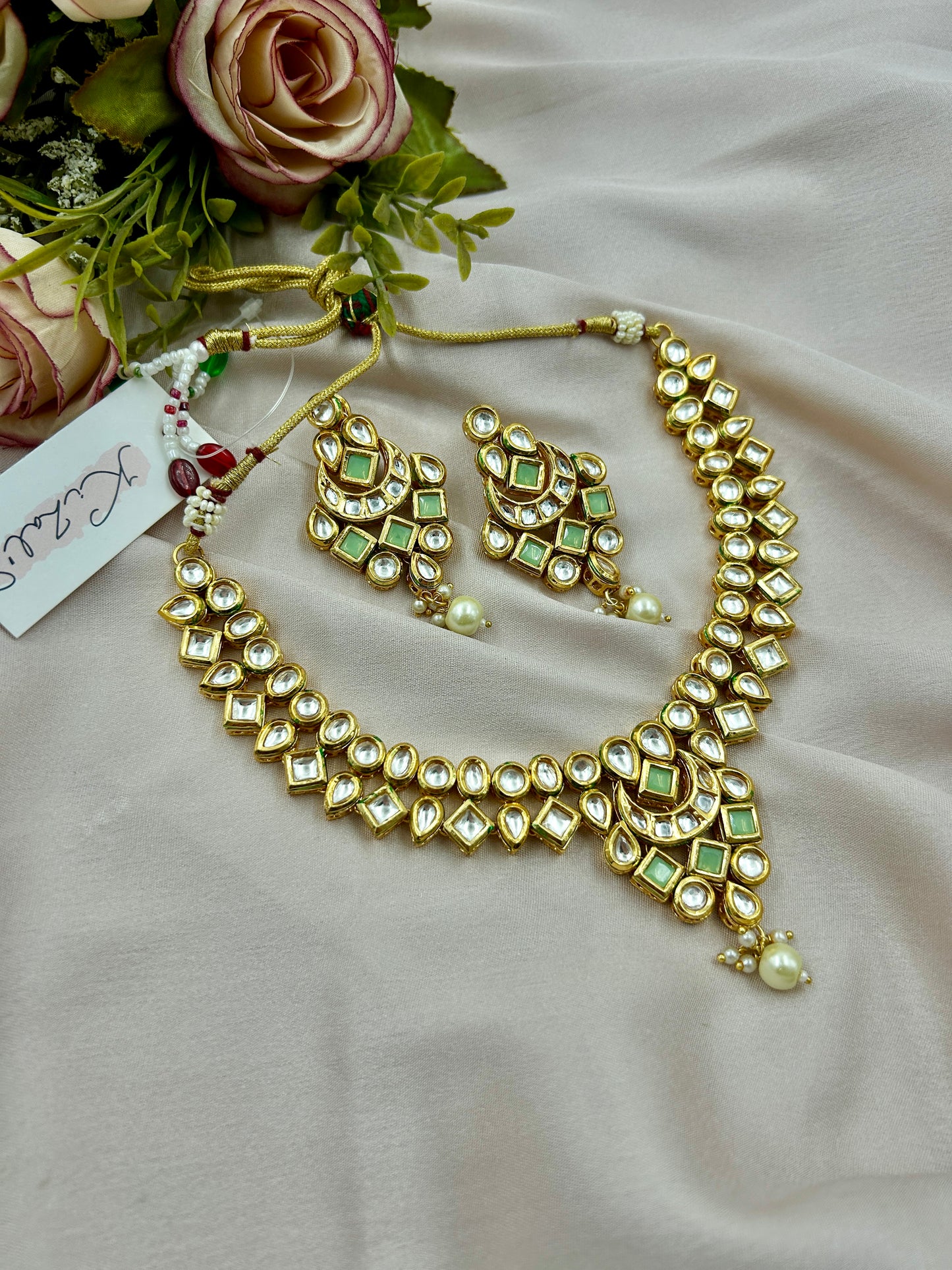 Kavita Kundan Necklace : Mint