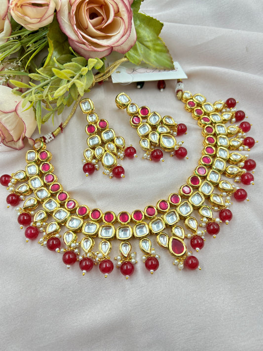 Leela Kundan Necklace : Red