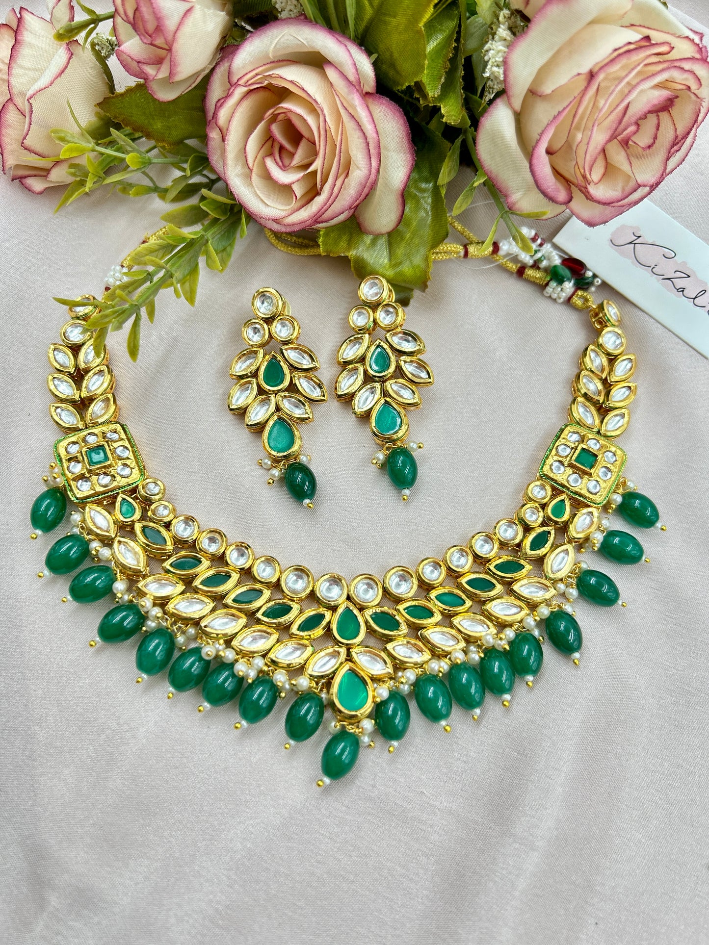 Ambika Kundan Necklace : Green