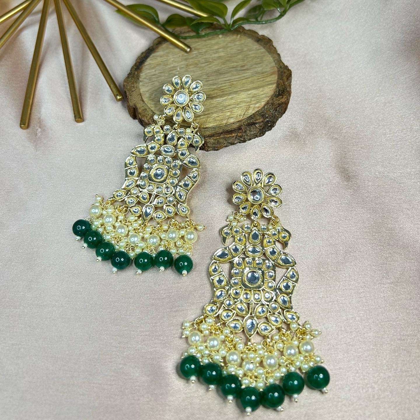 Baani: Earrings - Dark Green