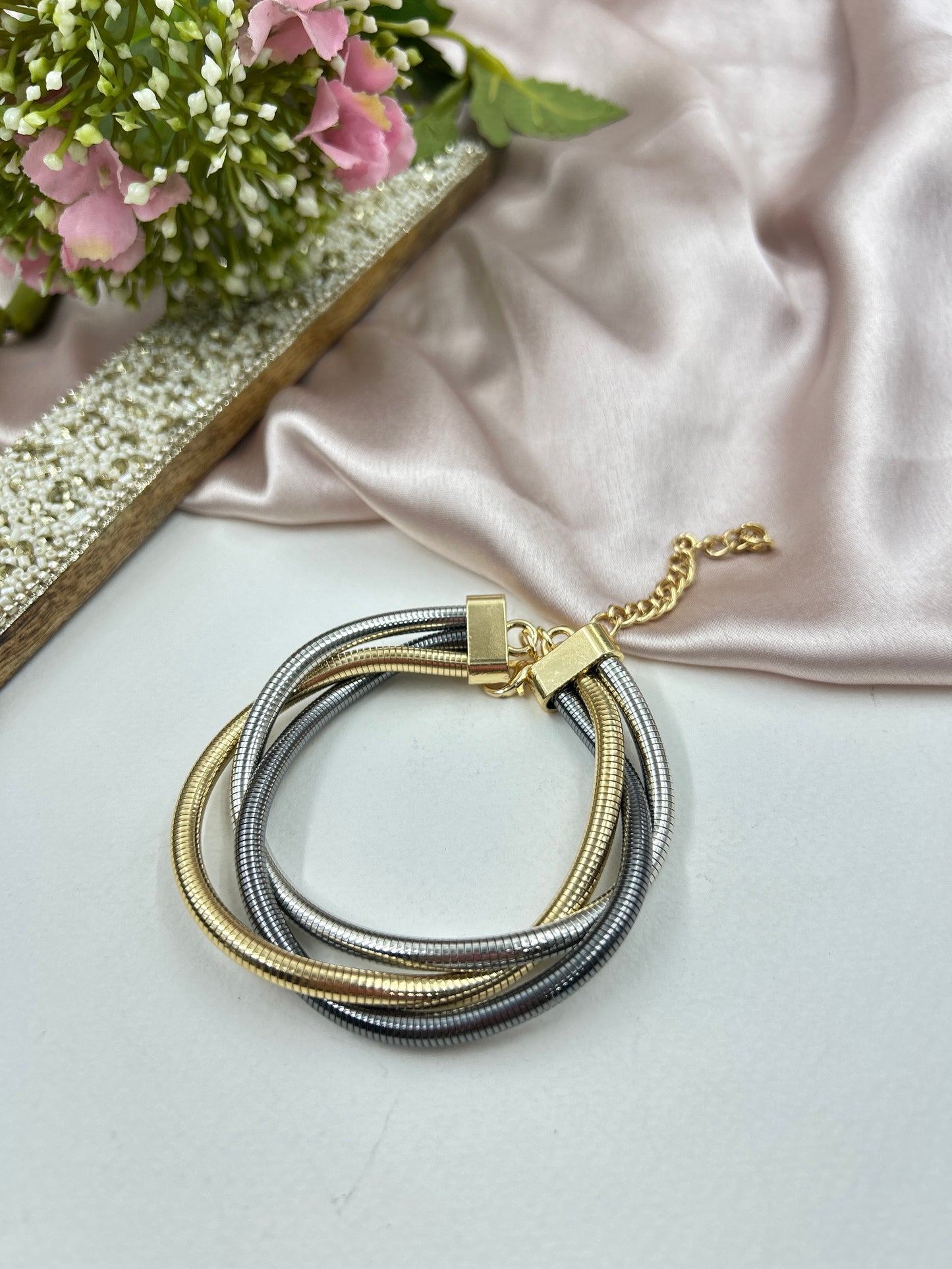 Triple Coiled 3color Anti Tarnish Bracelet