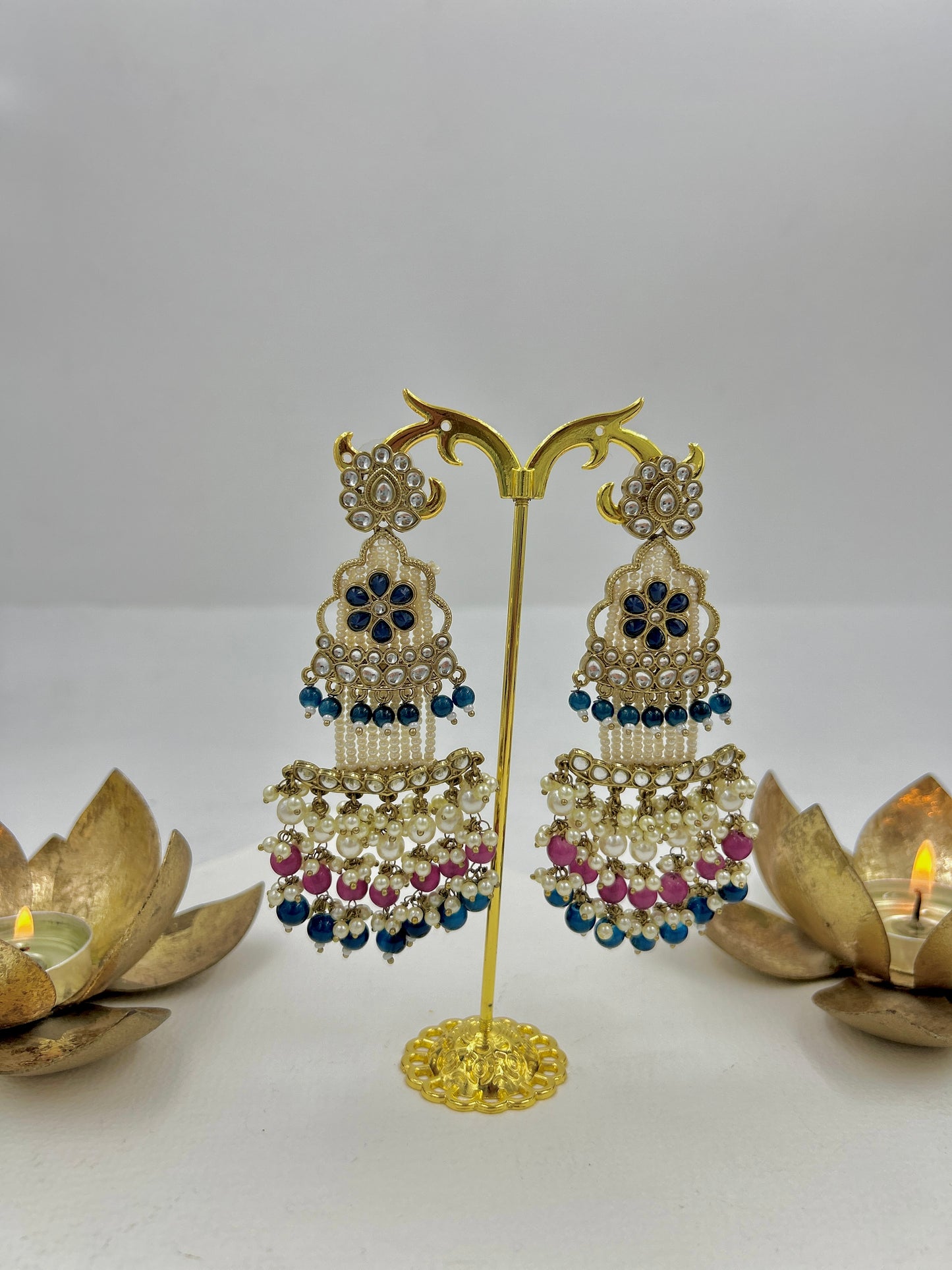 Rukmini Earrings : Navy-Purple