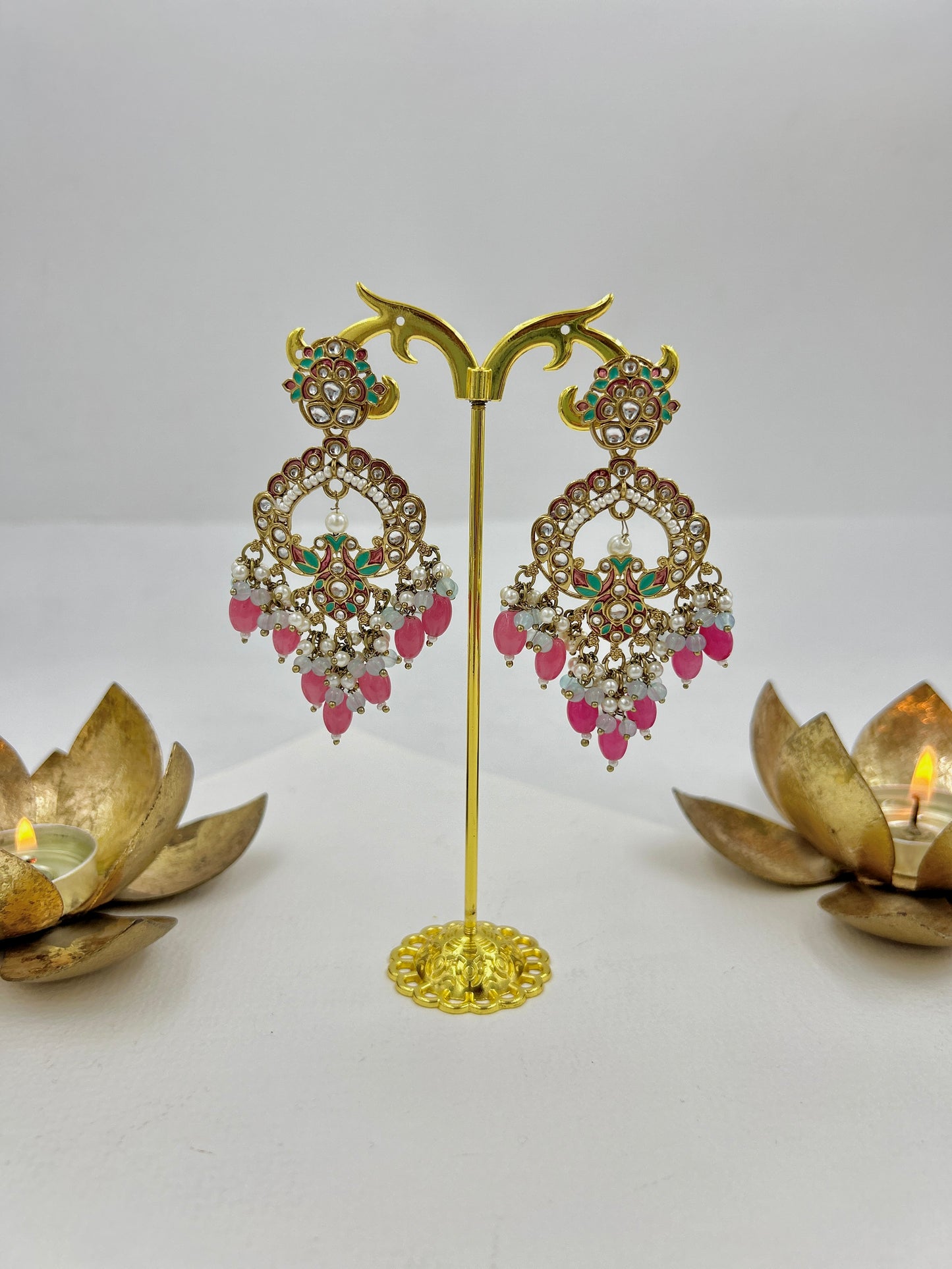 Divyanka Earrings : Pink