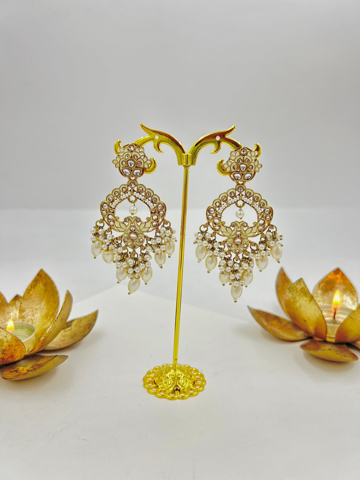 Divyanka Earrings : White