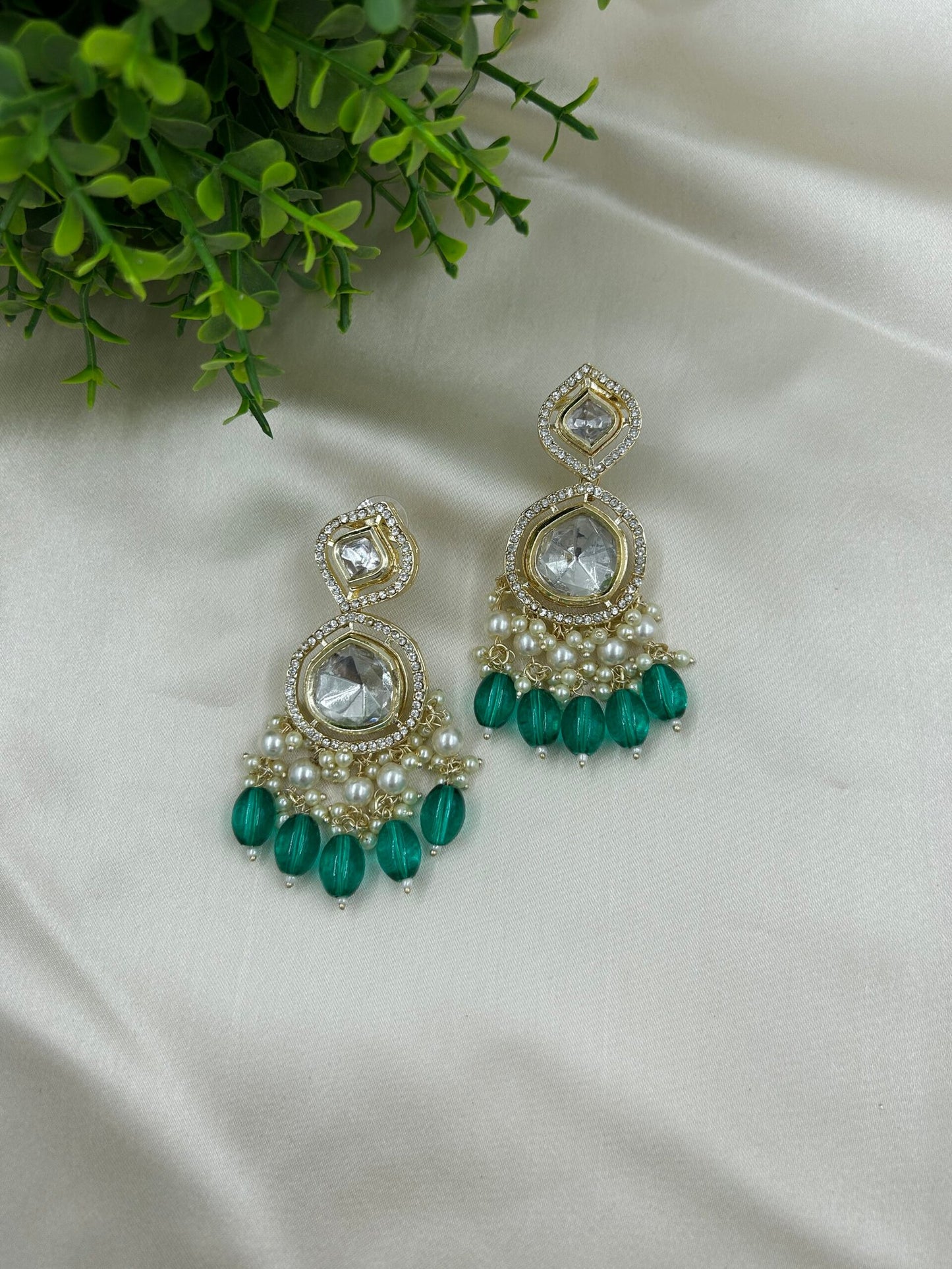 Chaarvi: Earrings - Sea Green