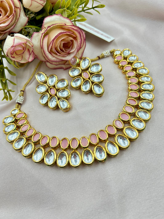 Kamini Kundan Necklace : Pink