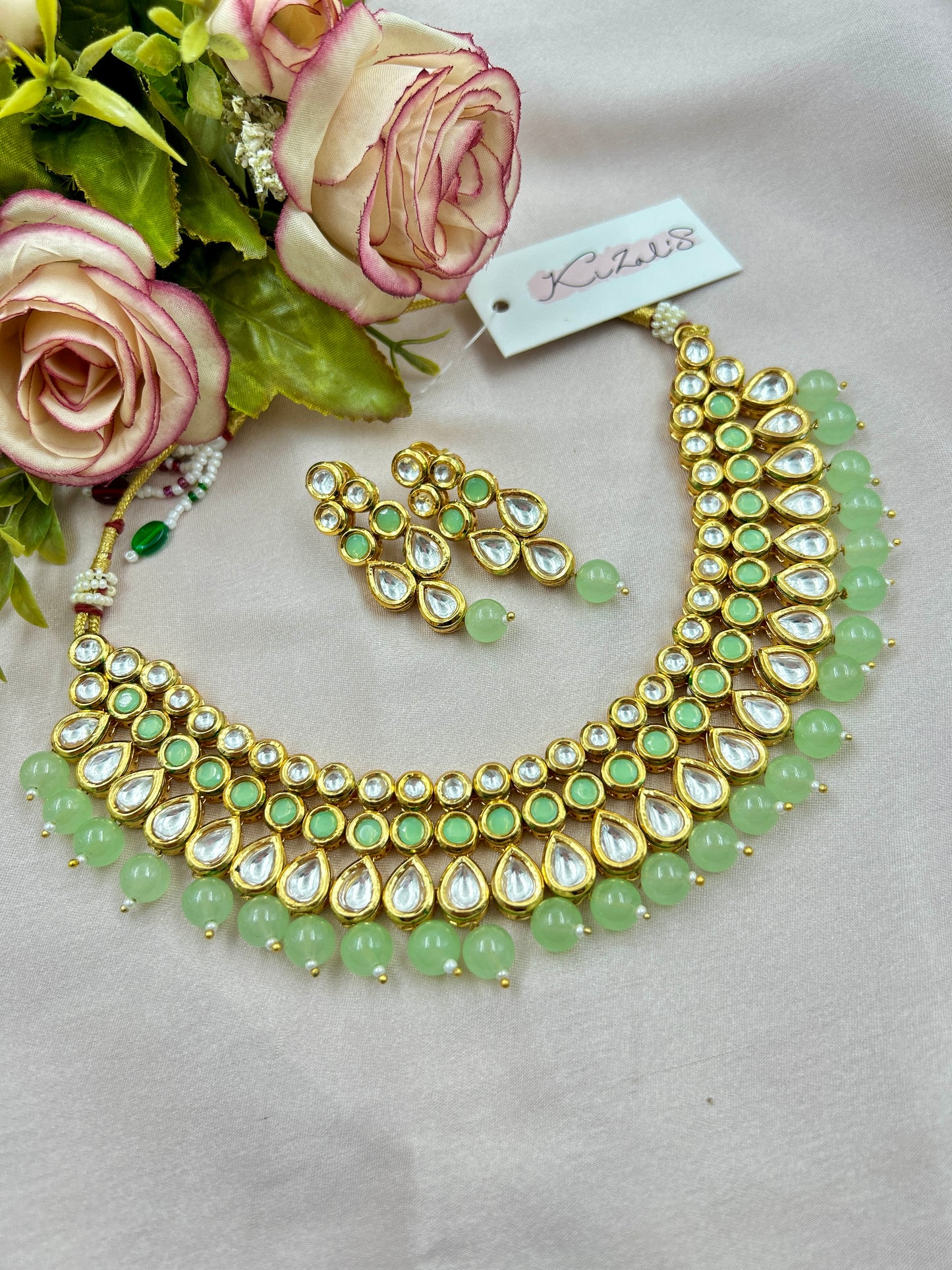 Sunitha Kundan Necklace : Mint