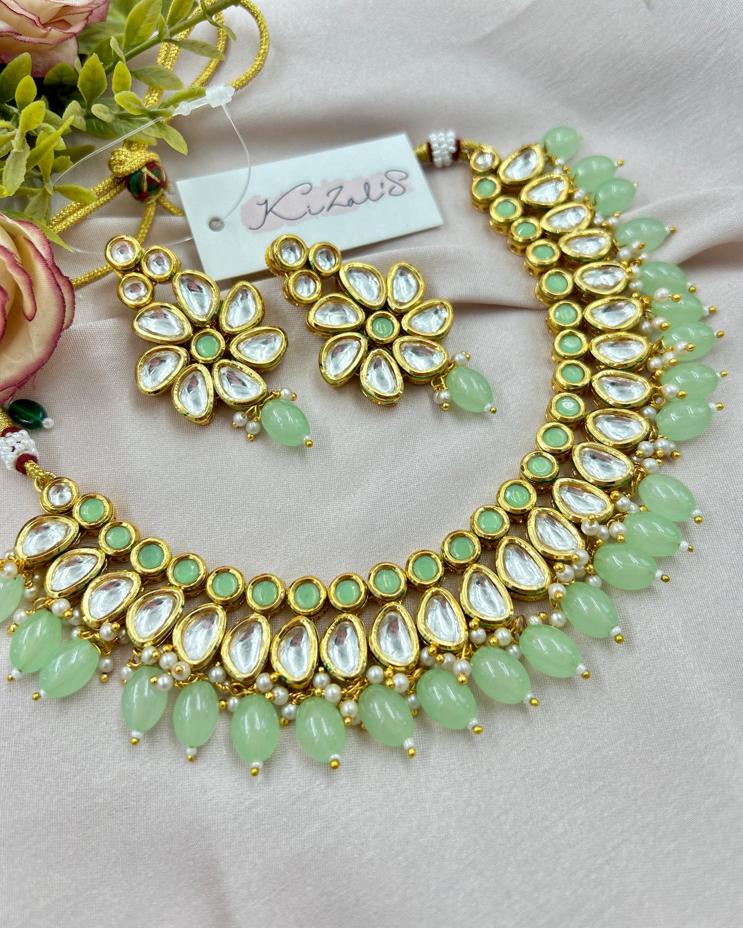 Sumedha Kundan Necklace : Mint