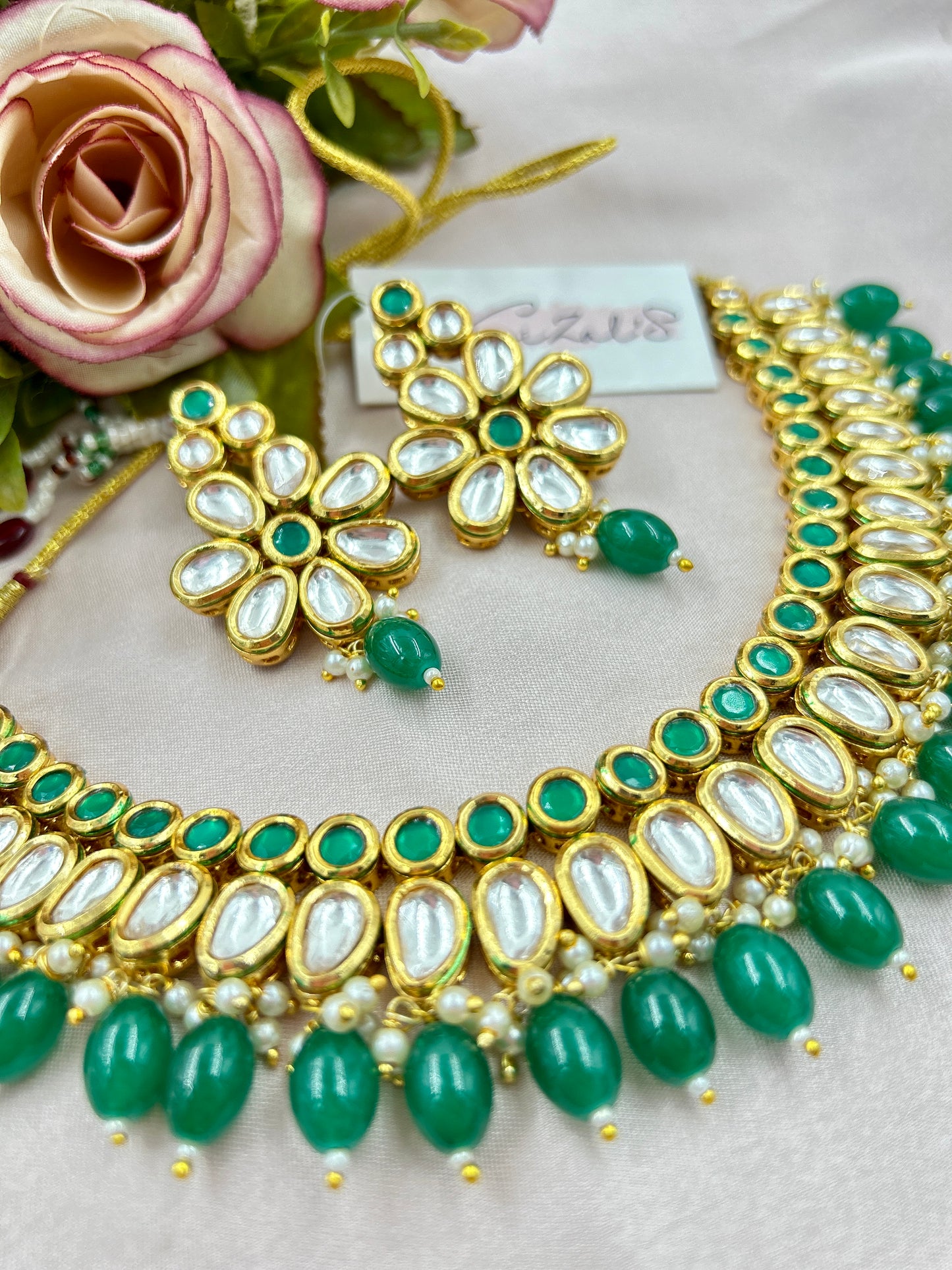 Sumedha Kundan Necklace : Green