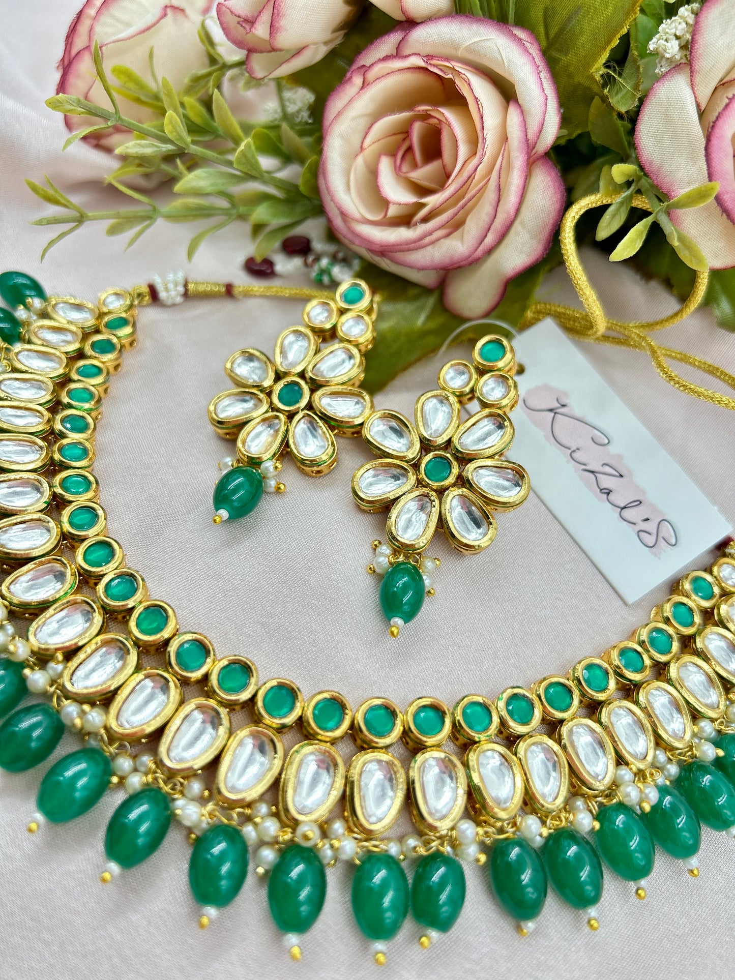 Sumedha Kundan Necklace : Green