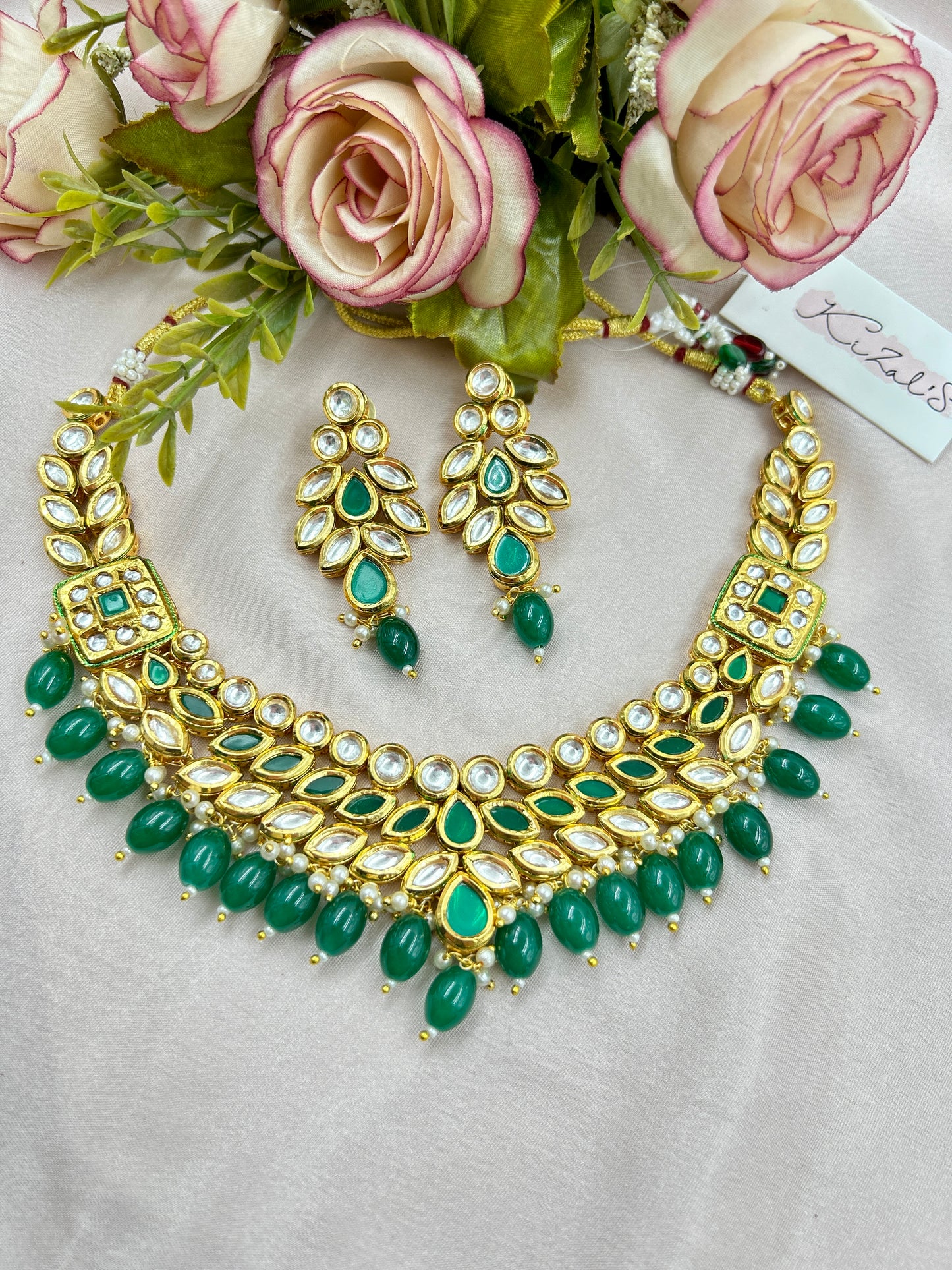 Ambika Kundan Necklace : Green