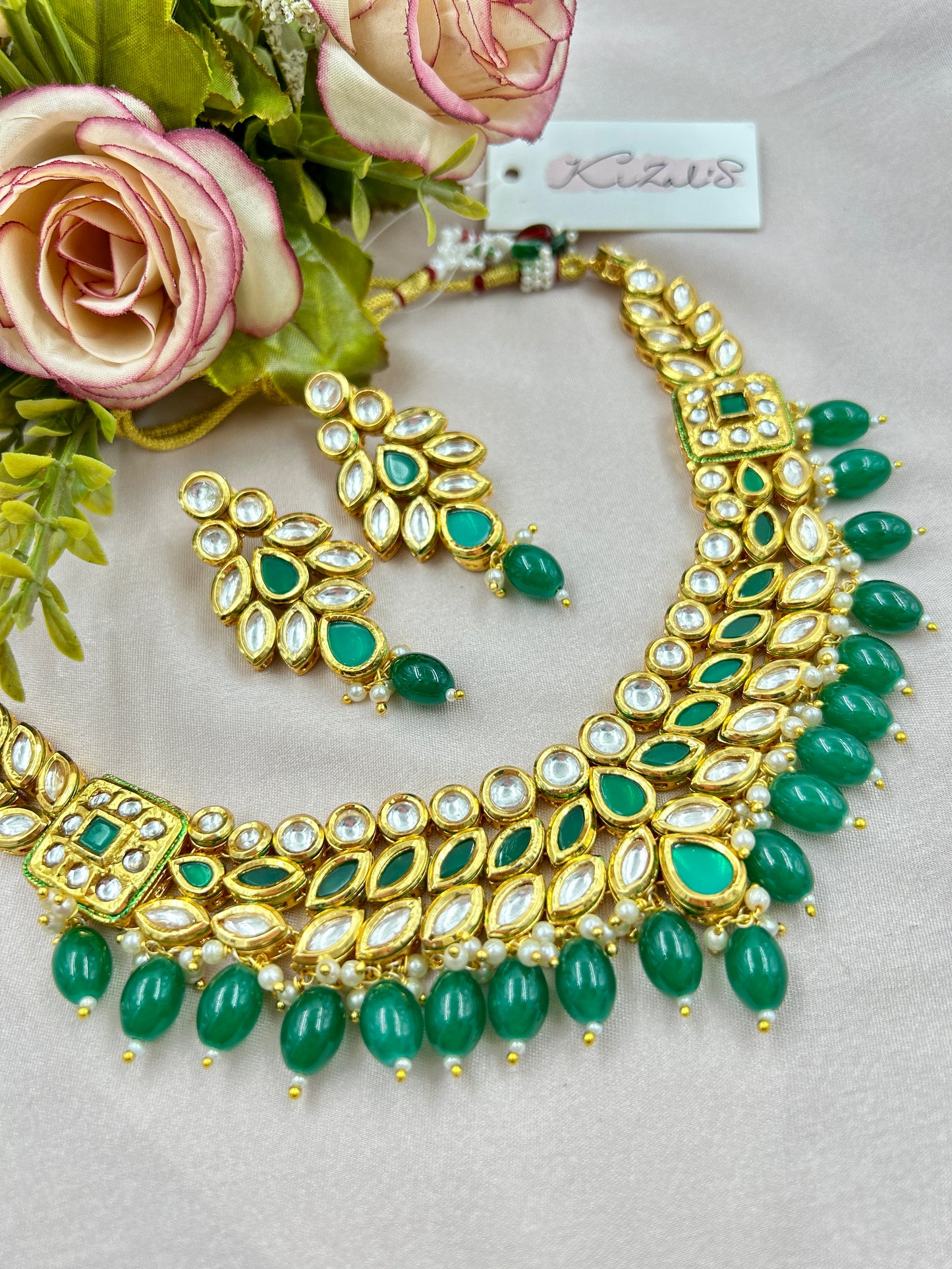 Ambika Kundan Necklace : Green