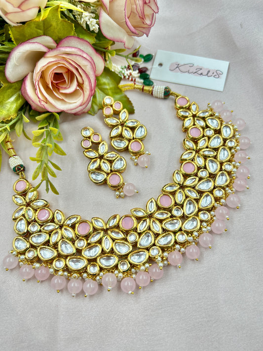 Shriya Kundan Necklace : Pink