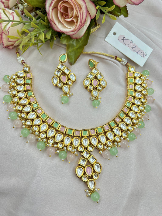 Ruchi Kundan Necklace : MintPink