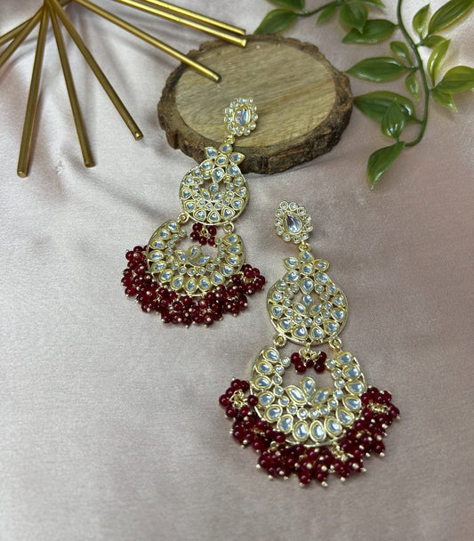 Aabha: Earrings - Maroon