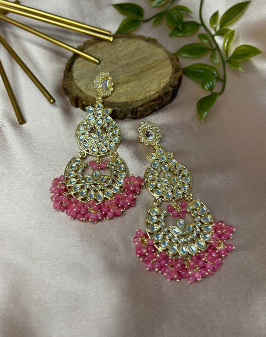Aabha: Earrings - Pink