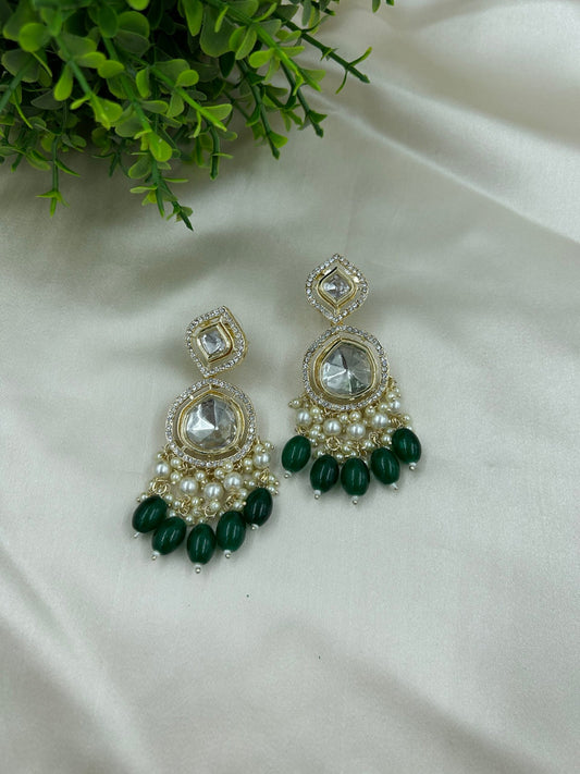 Chaarvi: Earrings - Dark Green