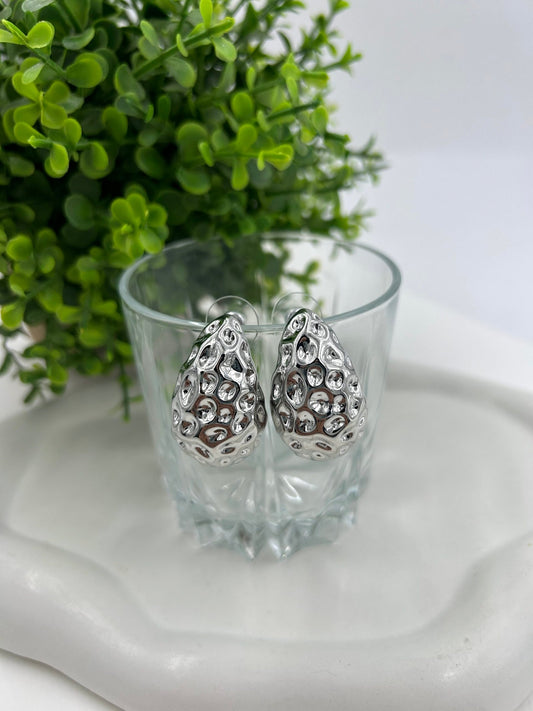 Crushed Drops 'XLarge' Rhodium Finish
