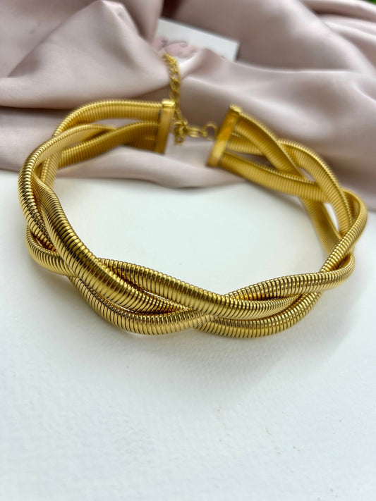 Cleopatra Twisted Coil 18K Gold Plated Neckpiece