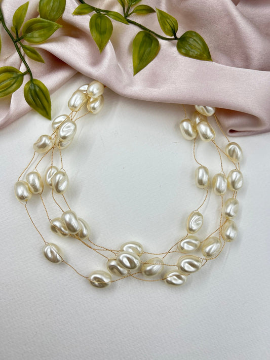 Gemma Four Line Pearl Neck Piece
