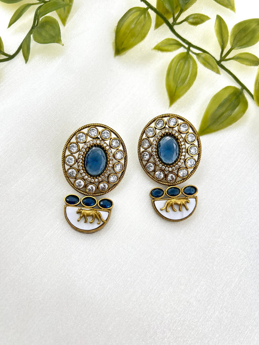 Saanchi Earrings - Navy Blue