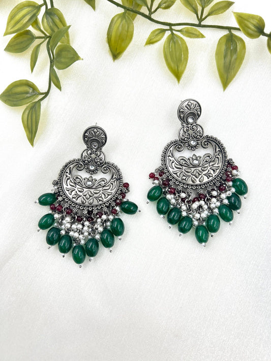 Qala Earrings - Dark Green