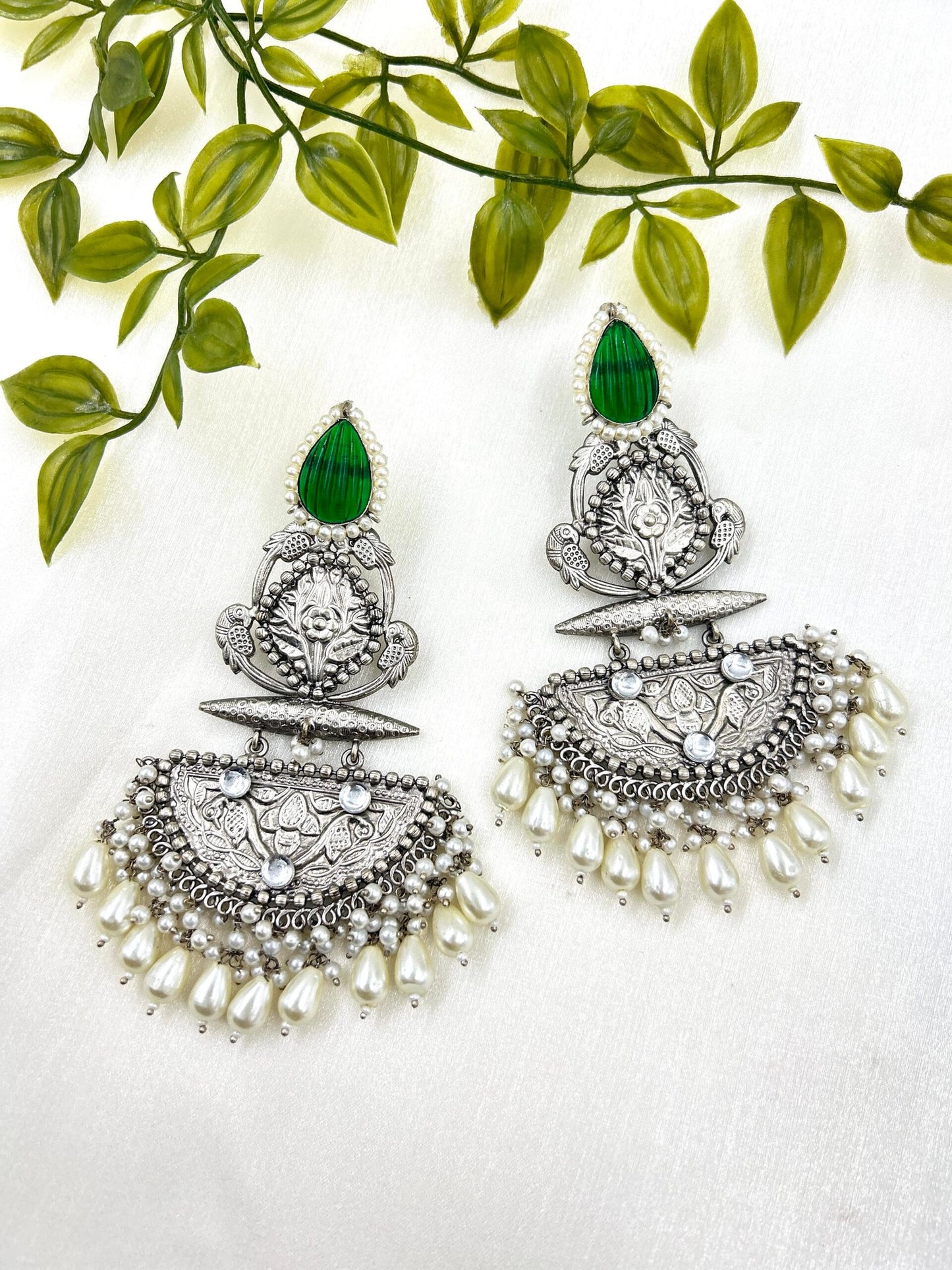 Qudrat Earrings - Dark Green