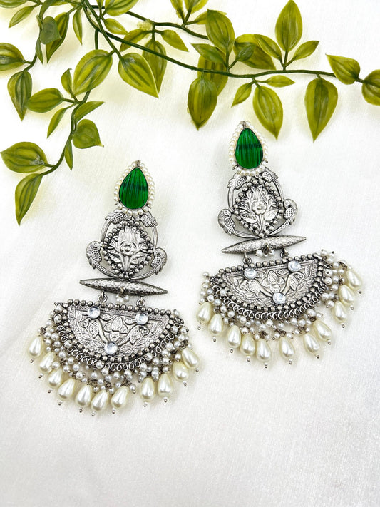 Qudrat Earrings - Dark Green