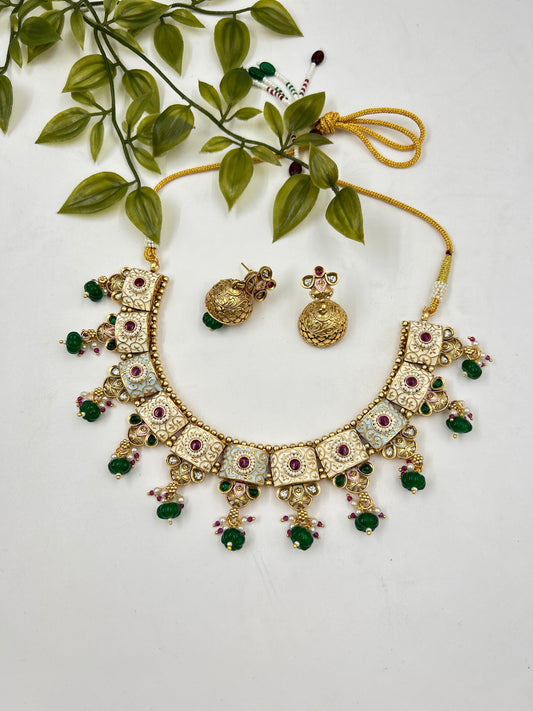 Suhana Gold Necklace : Green