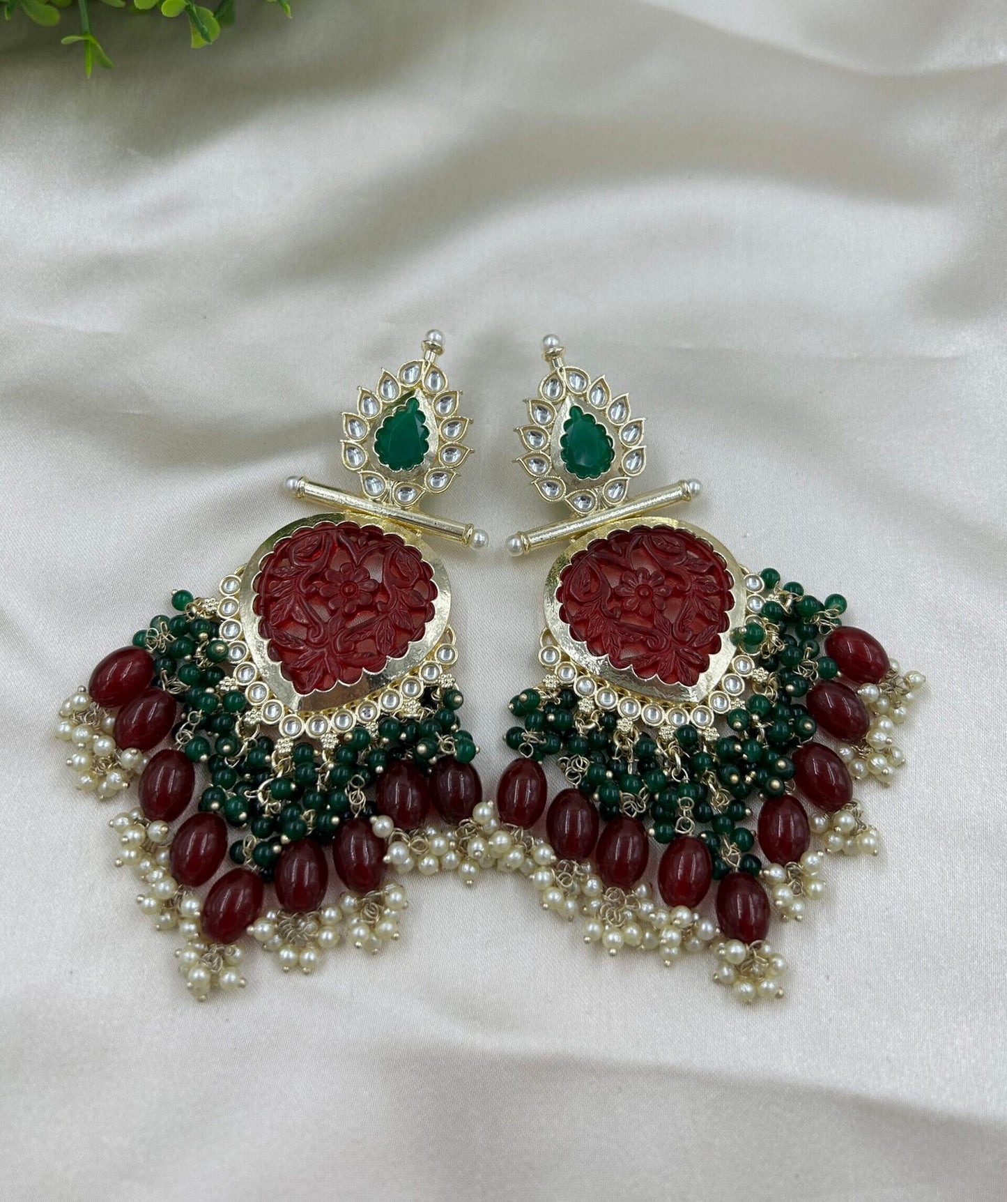 Vamsee Earrings - Maroon