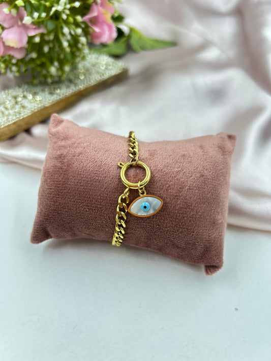 Detachable Evil Eye Charm Bracelet : 18K Gold Bracelet
