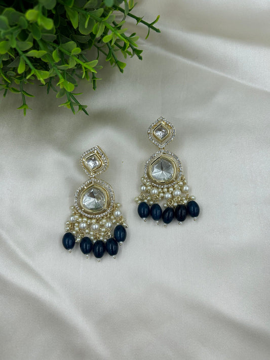 Chaarvi: Earrings - Navy Blue