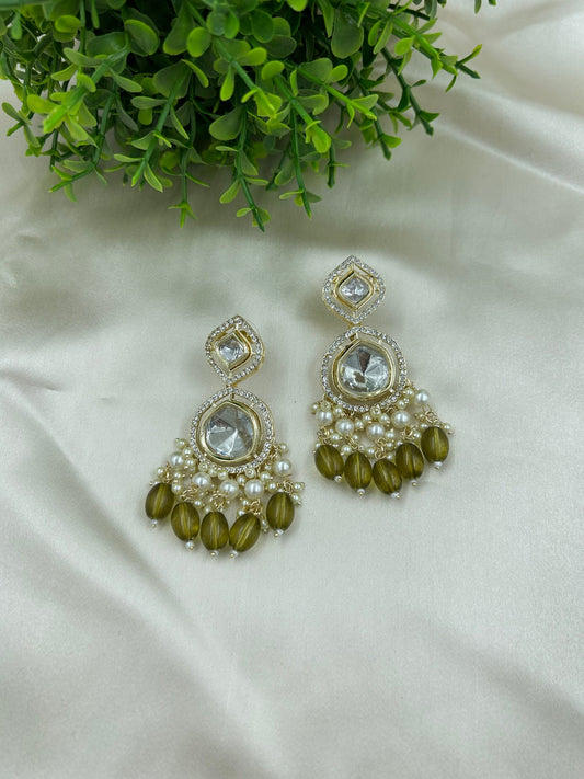 Chaarvi: Earrings - Olive