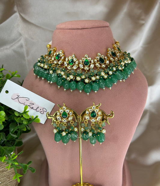 Paachi Kundan: Necklace - Green