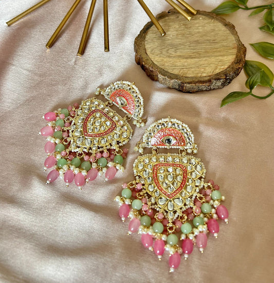 Advika: Earrings - Pink