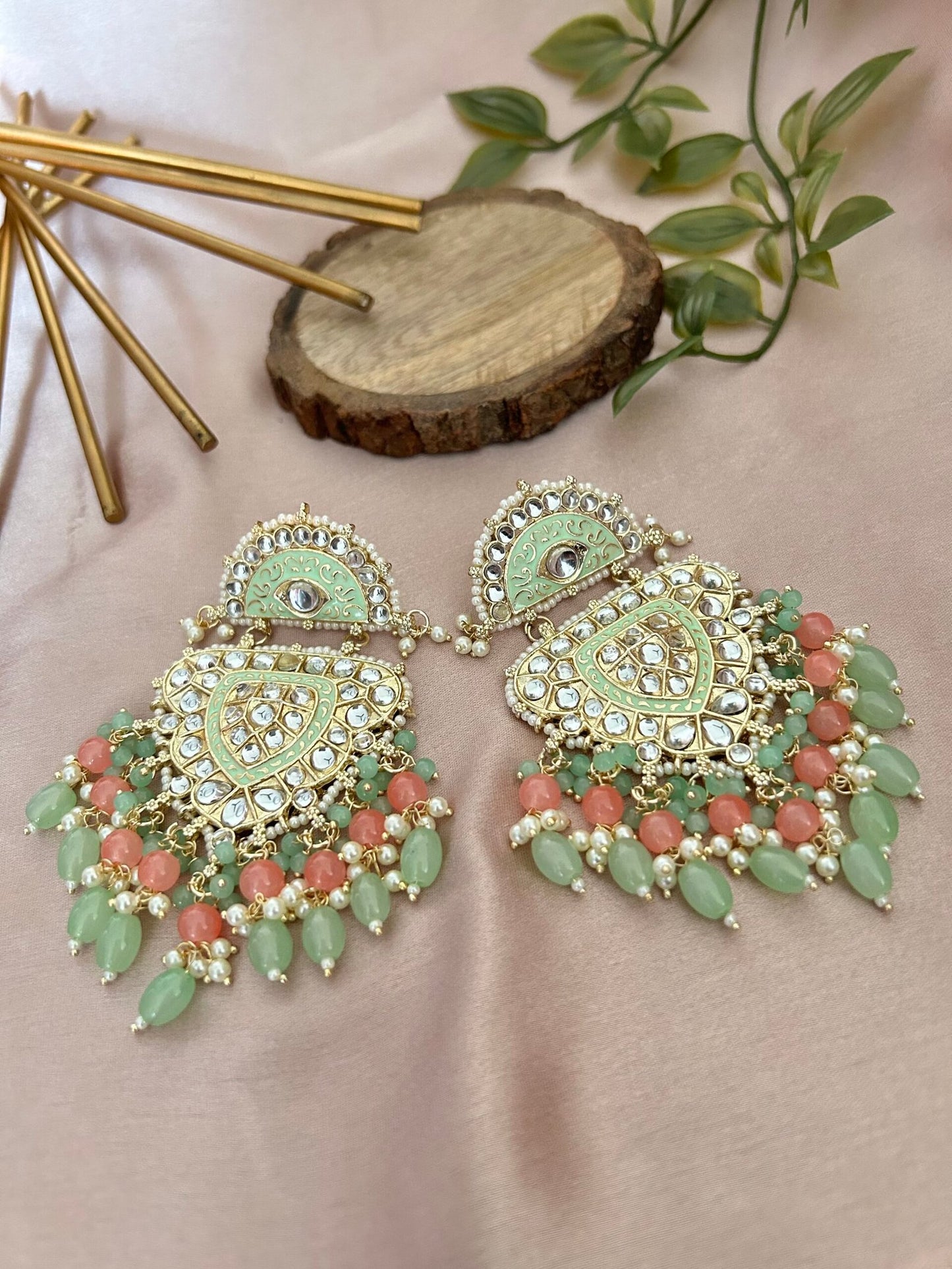 Advika: Earrings - Mint