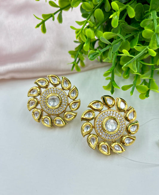 Pari Kundan Studs : Clear