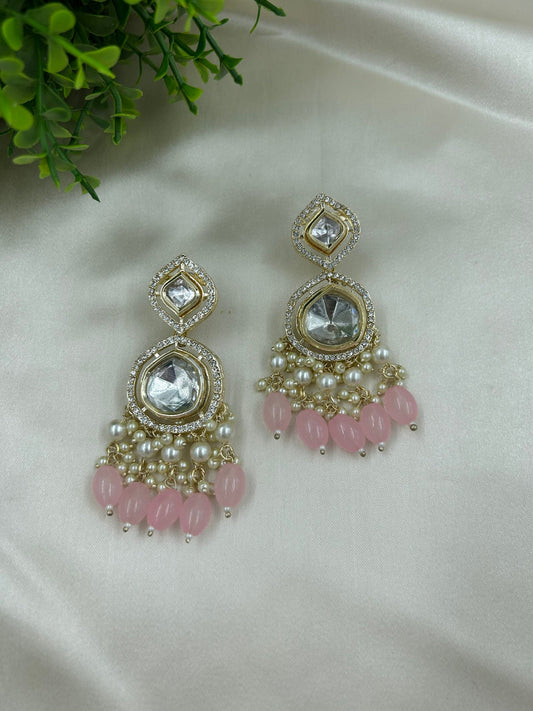 Chaarvi: Earrings - Pink