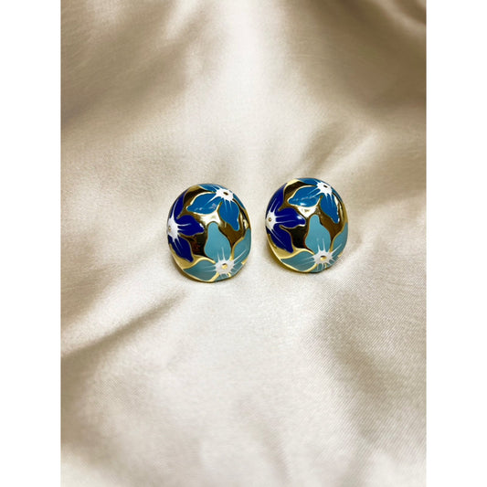 Premium Blue Floral Studs